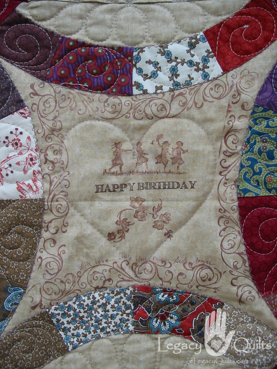 60th Surprise Double Wedding Ring - Happy Birthday Detail