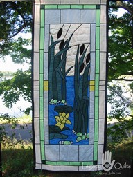Cattail Pond- 84x36 Stained Glass Quilt