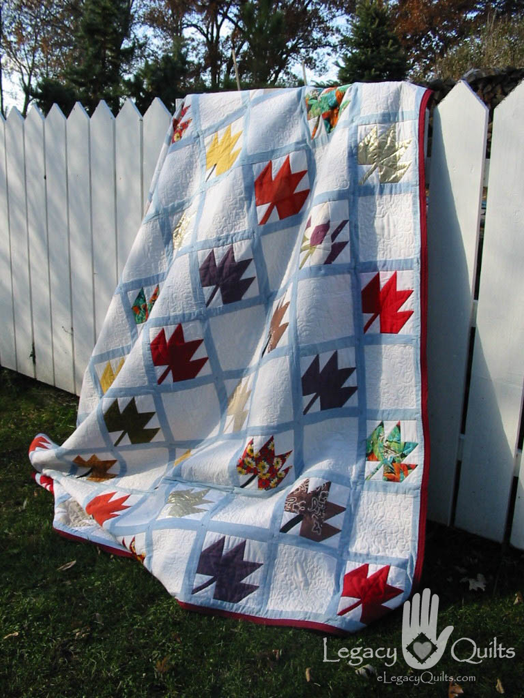 Moms Maple Leaves - 96x100 Patchwork
